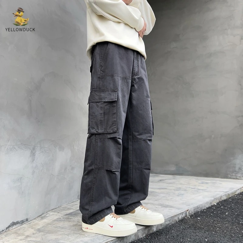工装裤新款男流行款裤子痞帅炸街美式直筒宽松休闲裤新款