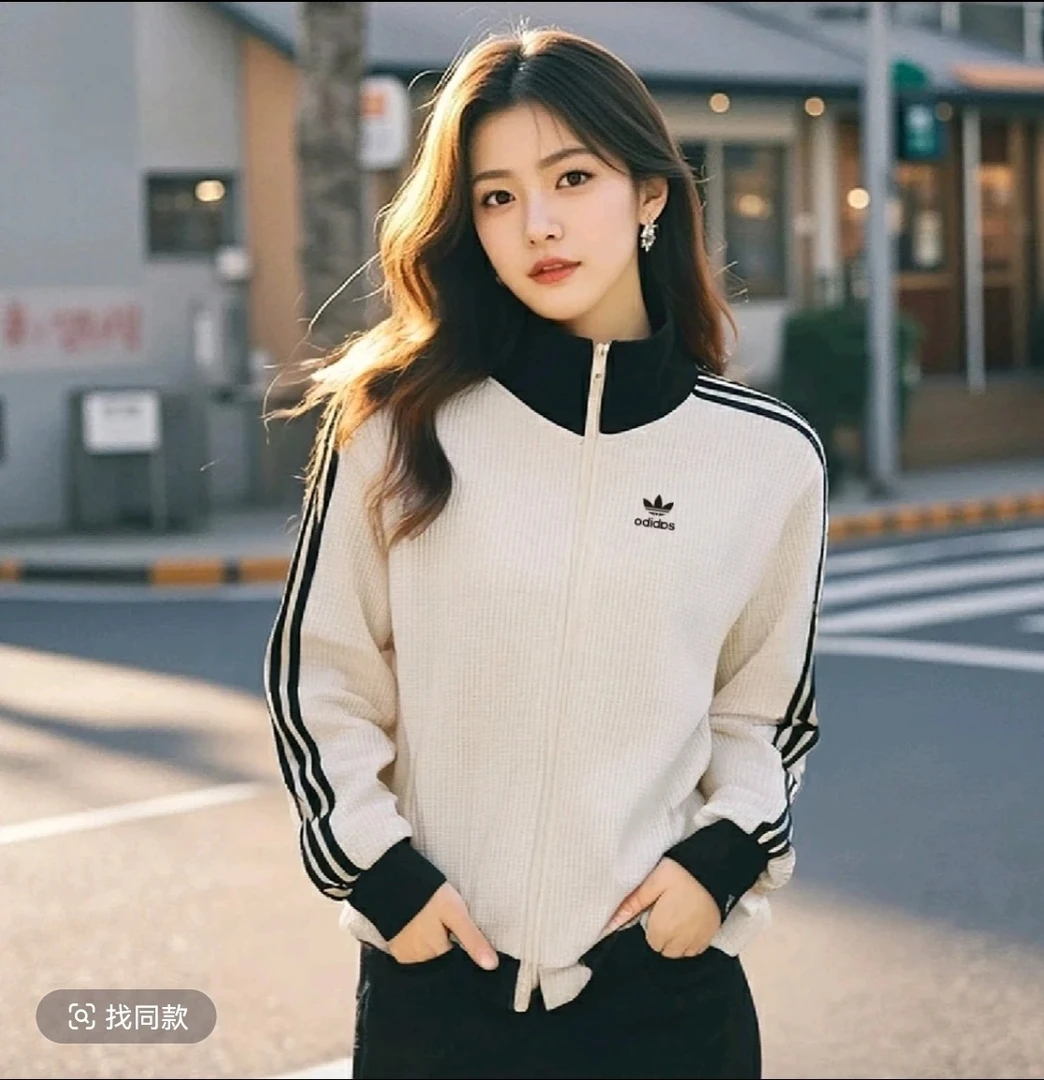 【华夫格】Jennie同款拉链秋冬季收口袖立领薄款刺绣运动休闲0109