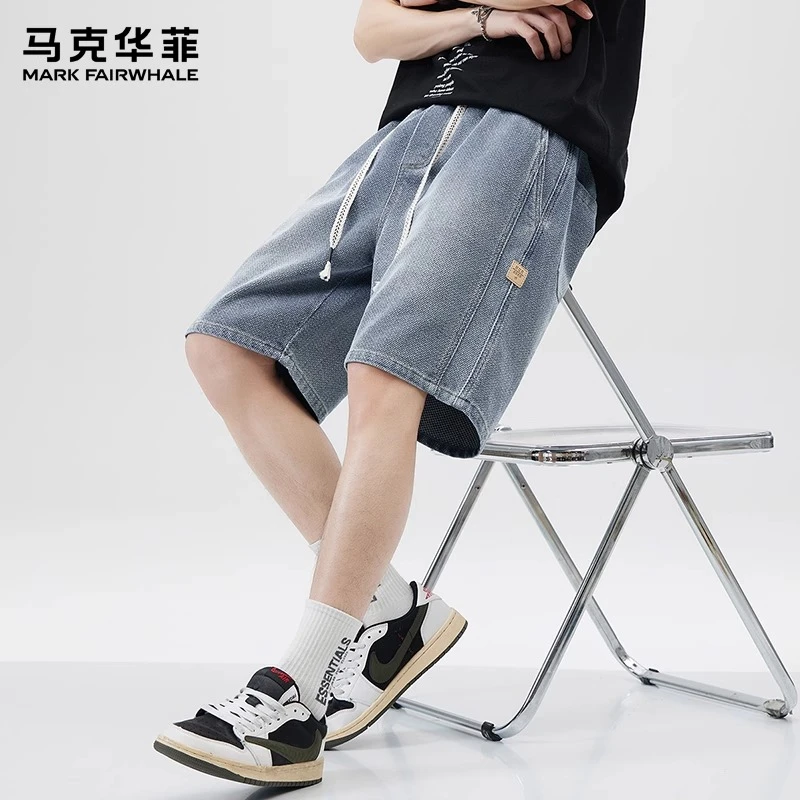 【星空纹】马克华菲夏季帅气牛仔短裤时尚薄款帅气牛仔裤宽松短裤男