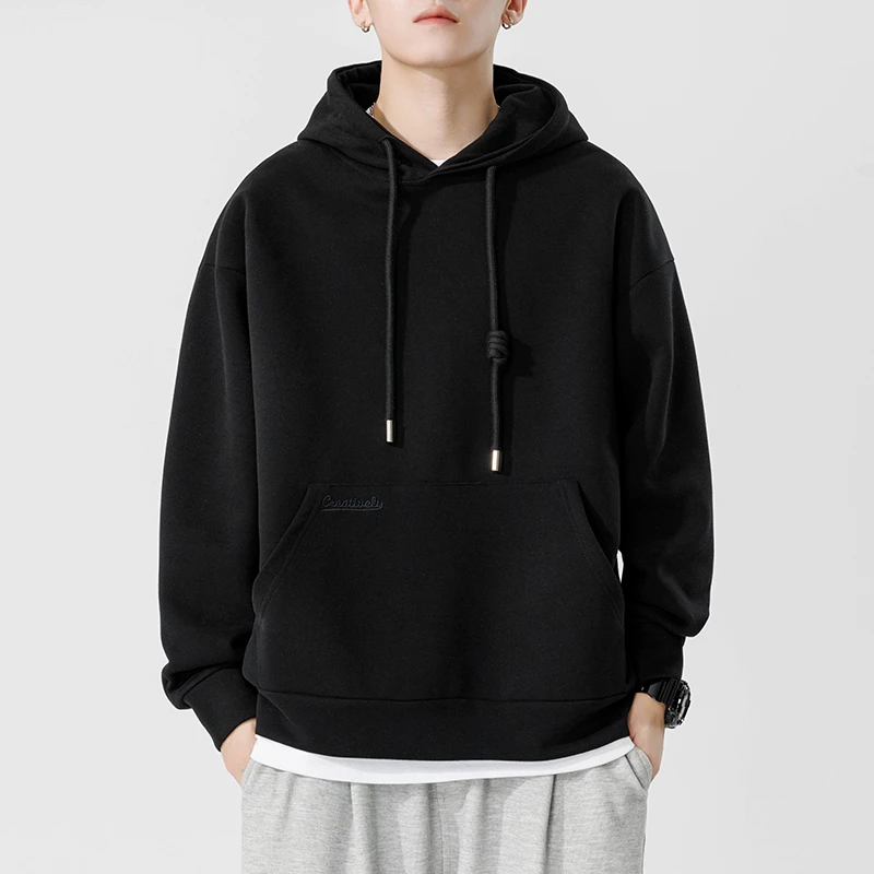 重磅ins连帽卫衣男秋冬宽松长袖字母刺绣加绒男士上衣套头情侣装