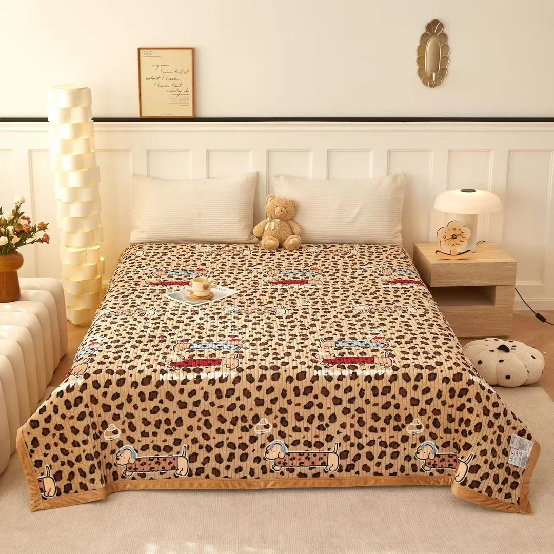 【大牛夫妇专属】牛奶绒床盖加厚保暖印花