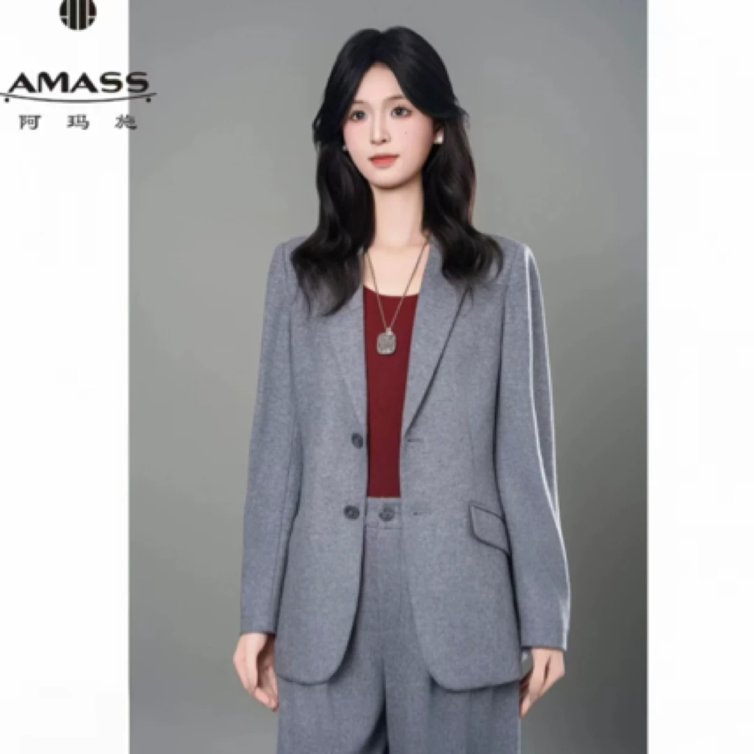 阿玛施【官方正品】新款绵羊毛时尚气质修身通勤西装外套5400823