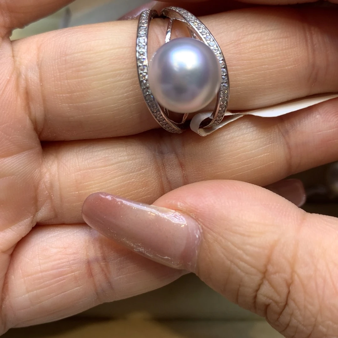 银S925镶嵌戒指海水珍珠