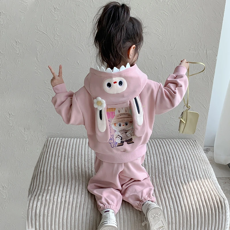 labubu儿童秋装2025春秋季洋气女童拉布布套装女孩秋季运动两件套