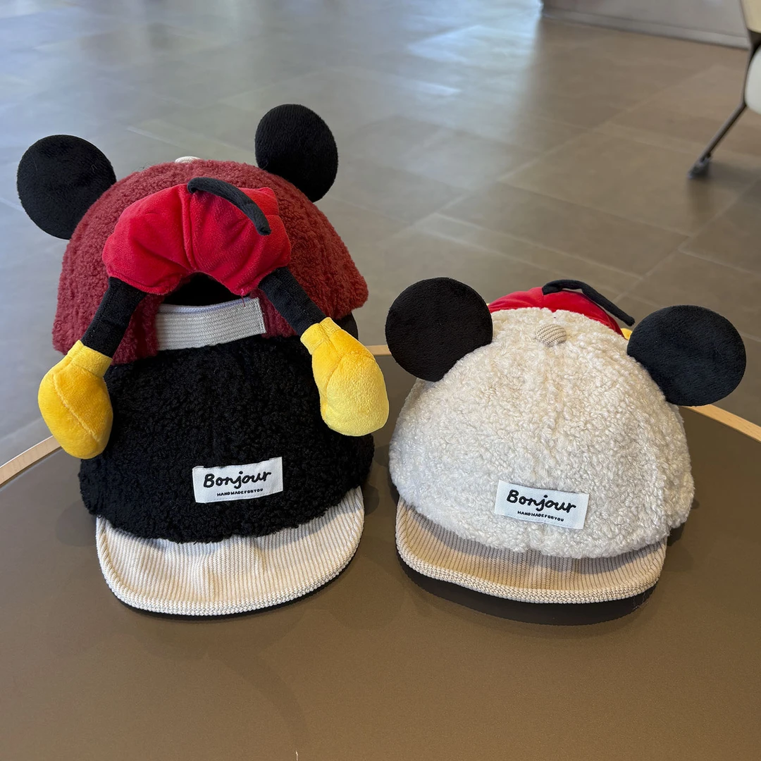 宝宝帽子秋冬季鸭舌帽婴幼儿羊羔绒软檐棒球帽男女童防风保暖帽萌