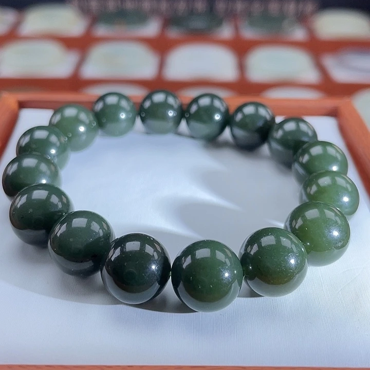 和田玉手链未镶嵌沙枣青