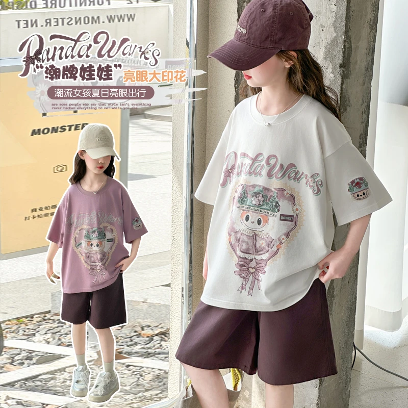 女童夏季韩系卡通宝石娃娃印花短袖体恤大童女孩潮流时尚宽松上衣