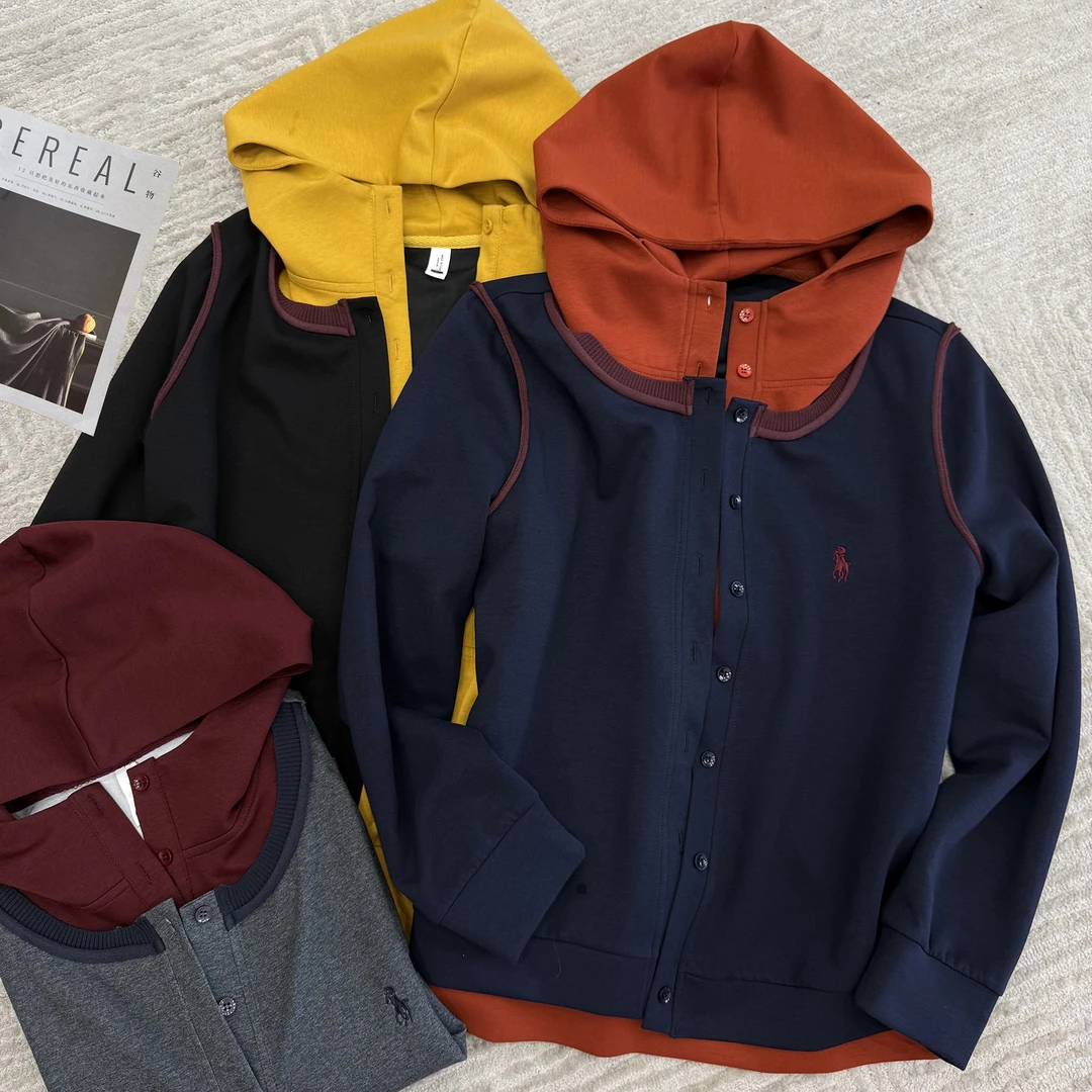 2025秋季新品时尚百搭修身显瘦设计感连帽卫衣女士长袖上衣8179