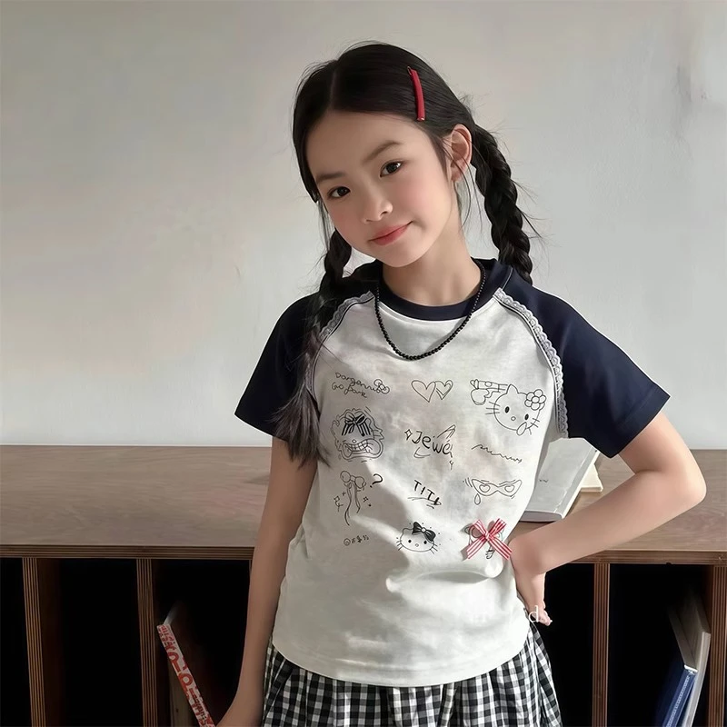 女童夏季t恤女宝纯棉短袖2025夏季新款衣服儿童洋气时髦韩版上衣