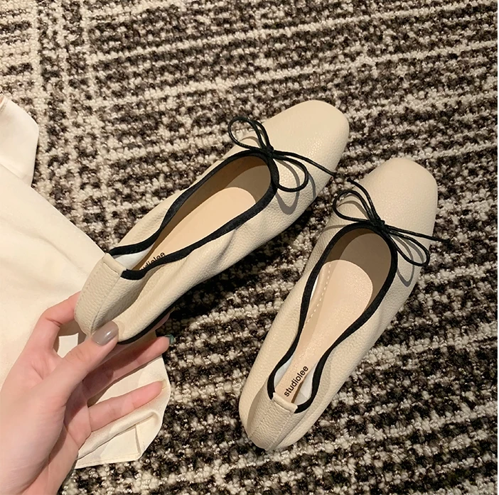 梦禾一真软皮芭蕾风单鞋女不累脚玛丽珍法式小香风名媛轻薄软底鞋