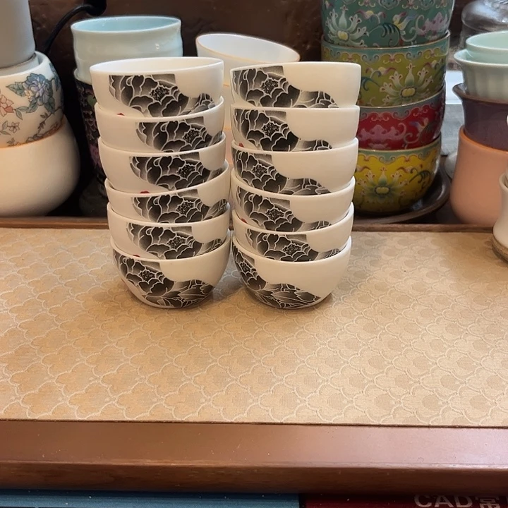 瓷片陶瓷单杯微瑕12个茶字