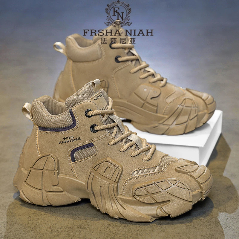 法莎尼亚马丁靴男士冬季新款厚底中帮户外运动靴耐磨厚底百搭短靴
