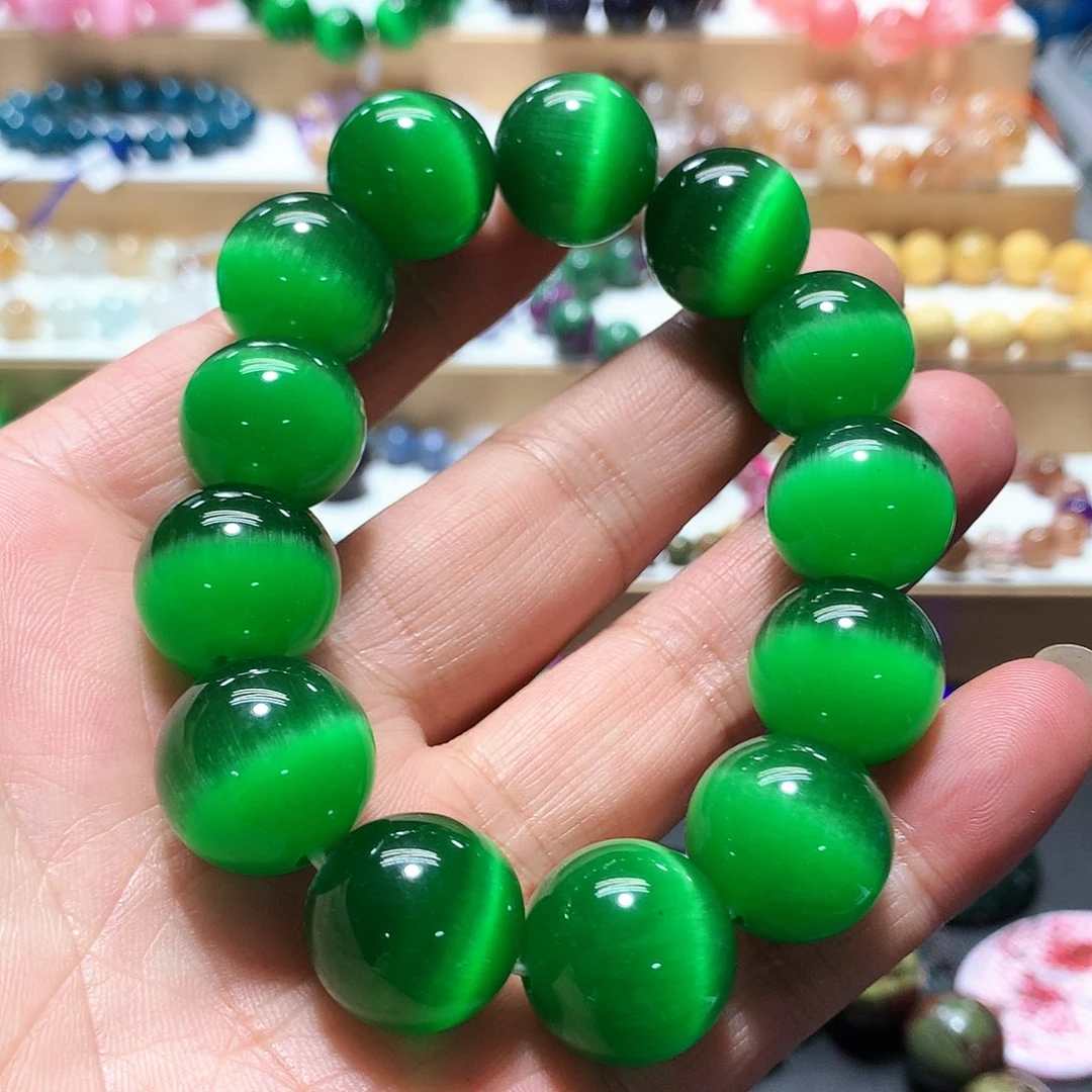 未镶嵌手串玛瑙/玉髓卡18绿猫眼石手链