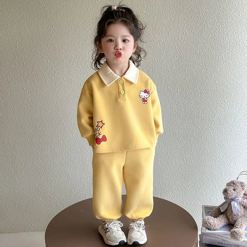 女童春装套装2025新款洋气宝宝卡通卫衣运动装儿童时髦休闲两件套