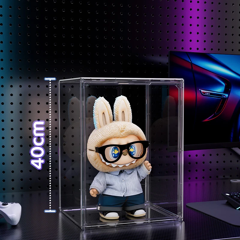 超大号38cm40cm大夏日400体透明手办展示盒防尘收纳泡泡玛特公仔