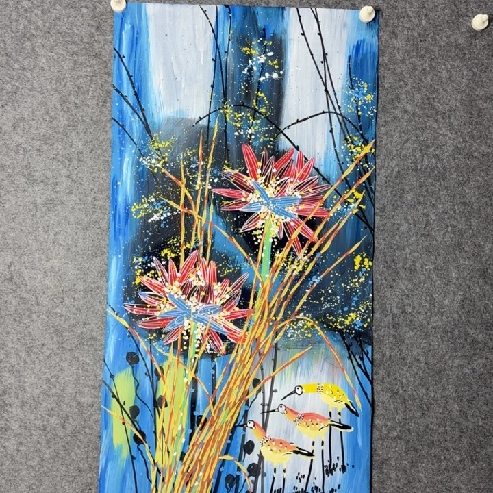 国画手绘国风荷花图