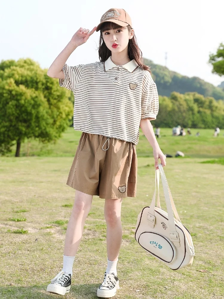 网红女童夏季套装2025洋气新款儿童短袖T恤夏装女大童夏款两件套