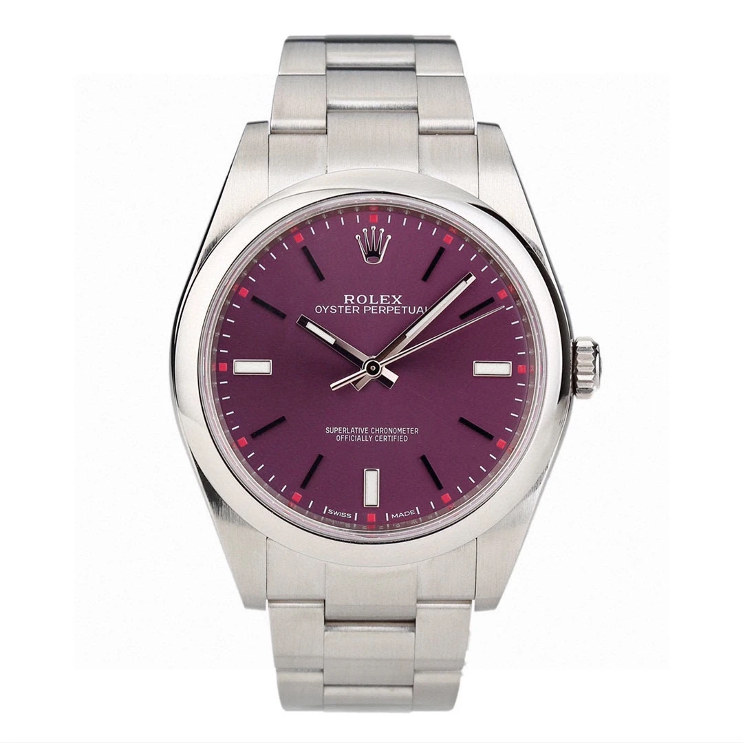 99新 Rolex/劳力士 奢侈品/蚝式恒动m114300紫盘夜光刻度39mm单表