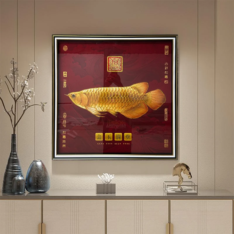 FG003《金龙鱼》高级感客厅挂画沙发装饰画现代轻奢挂画玄关挂画
