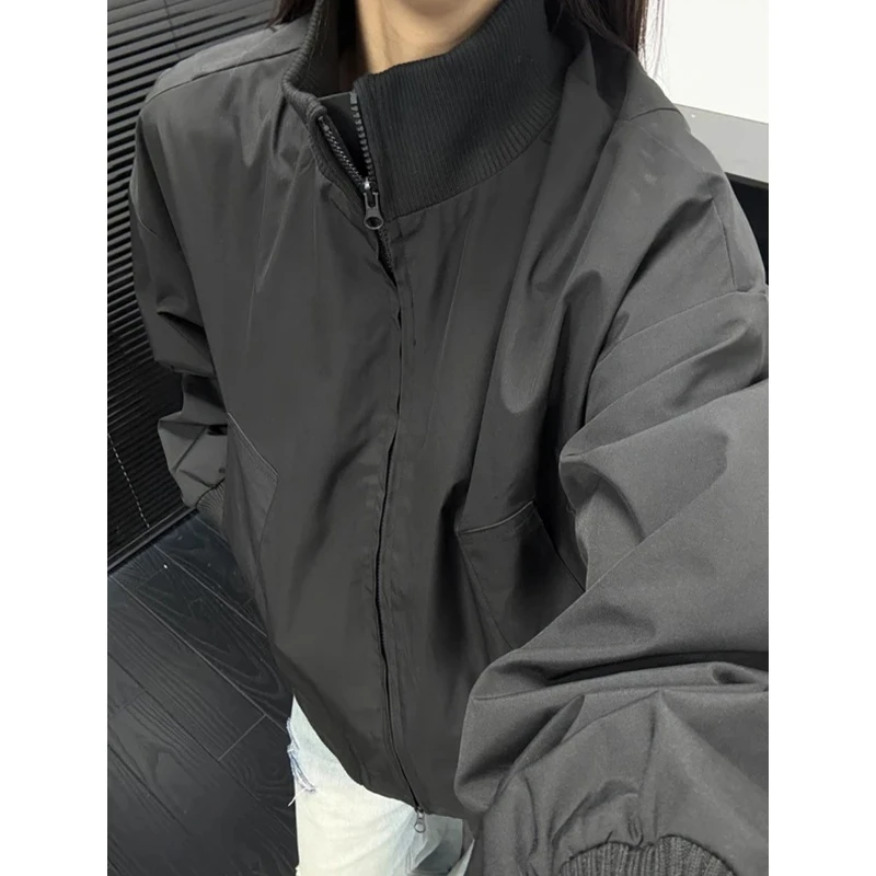 港式复古2-300斤超大码纯色潮牌运动服男女早秋宽松痞帅夹克上衣