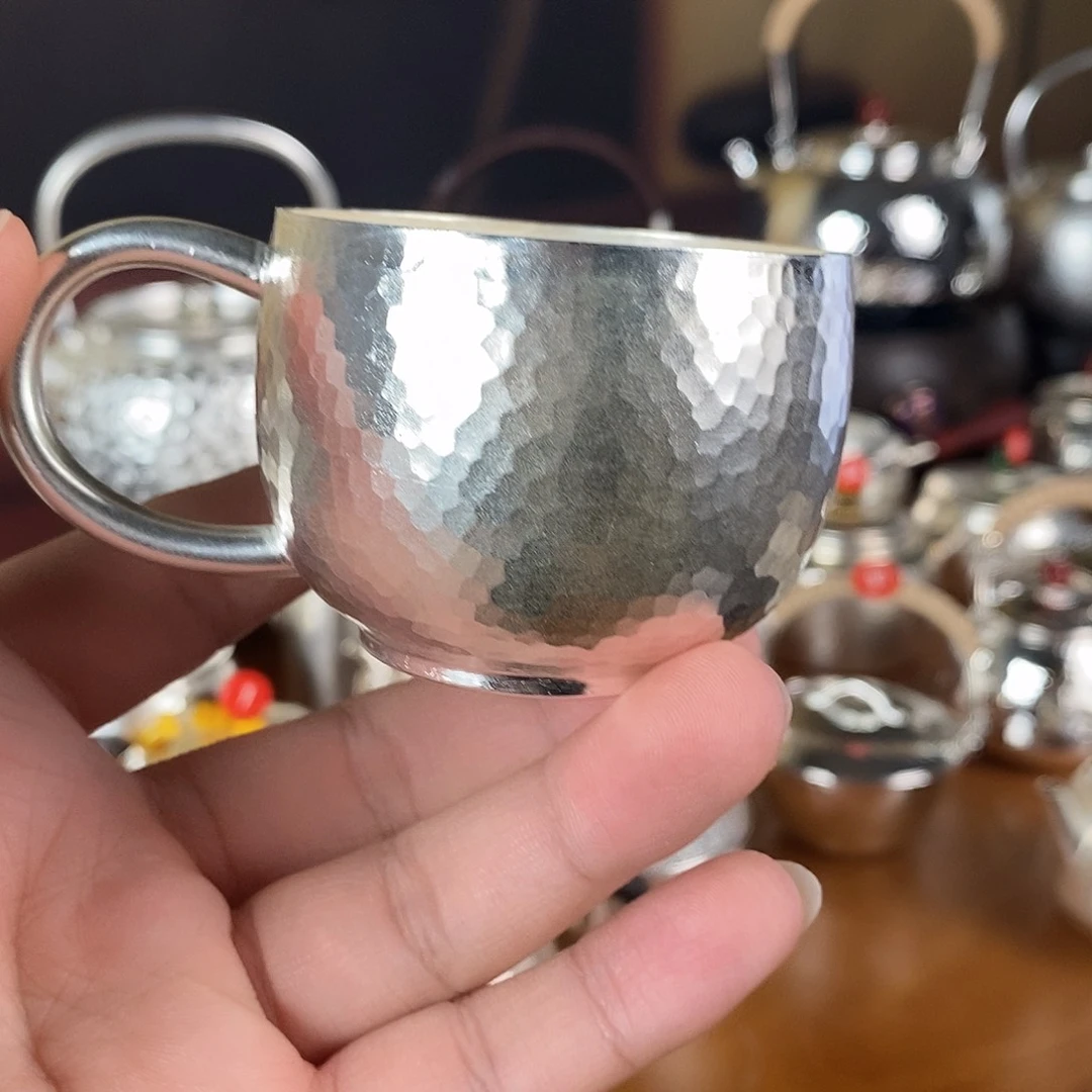 荆***迈手工制作茶杯喝茶银衣