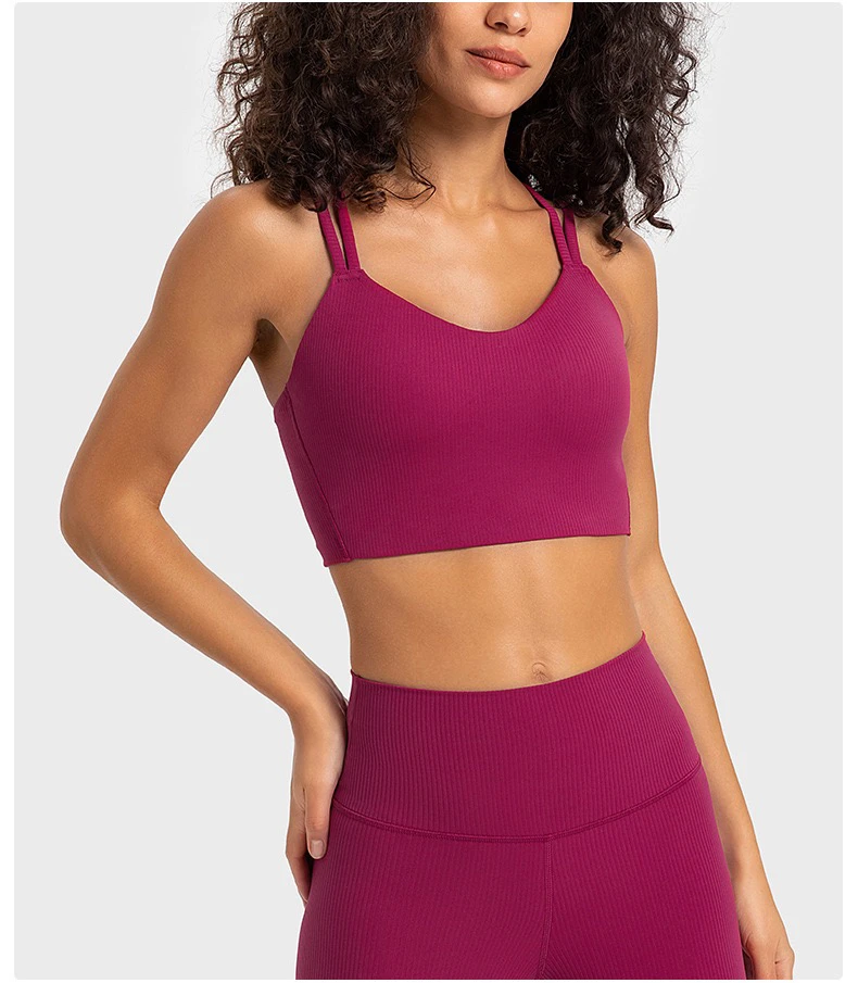 美背运动内衣固定胸垫一体式瑜伽健身吊带背心dw366