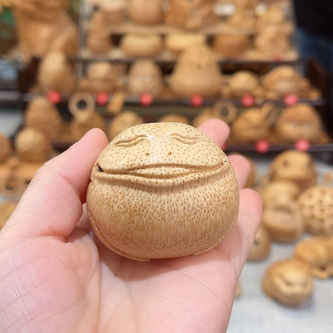 竹竹根雕纯手工微笑悟道