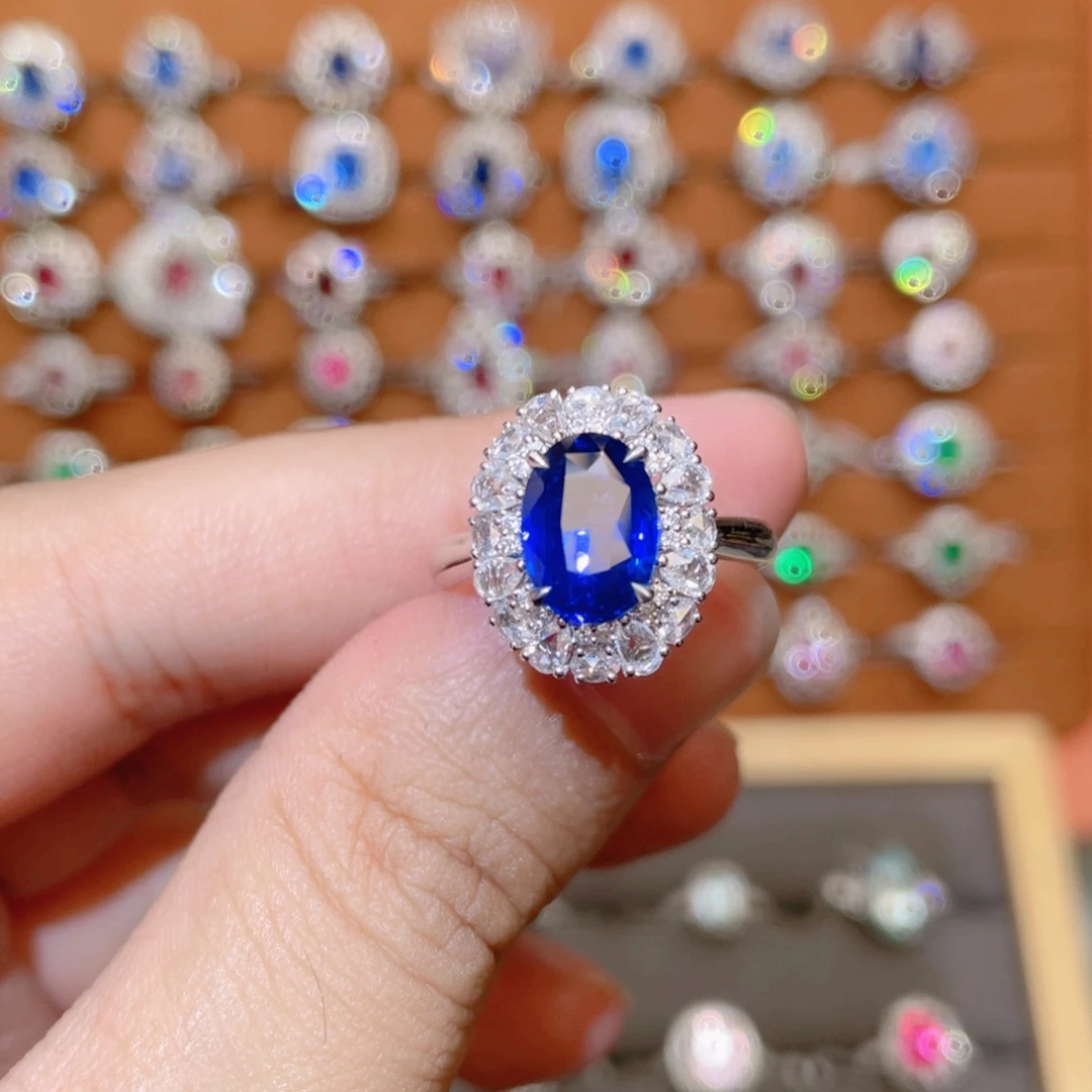 蓝宝石戒指18K金镶嵌2.92ct