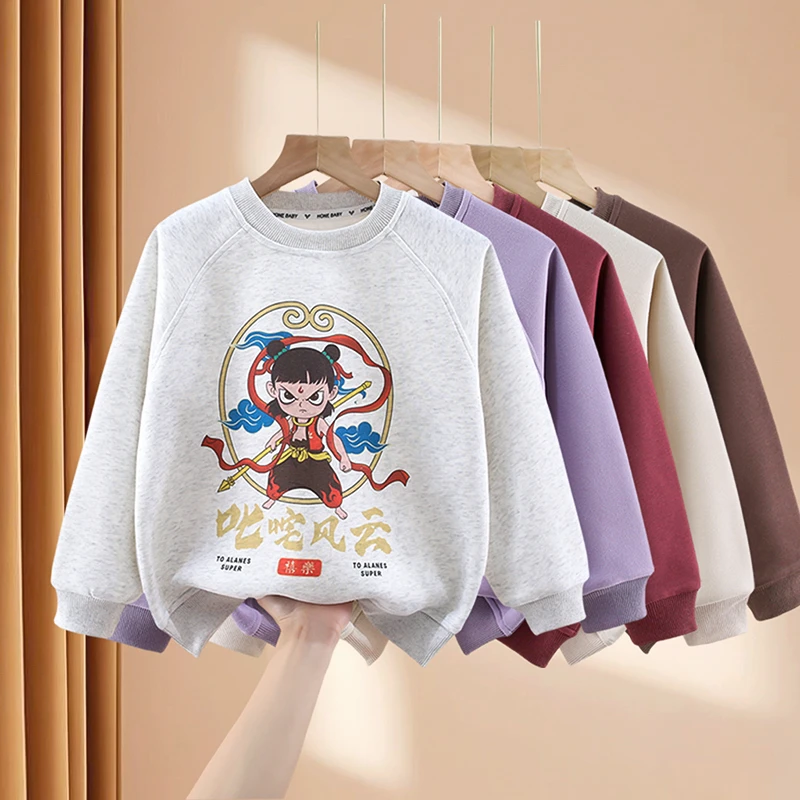 【亲子款】儿童卫衣春秋款休闲上衣中大童套头卡通哪吒闹海卫衣FDS