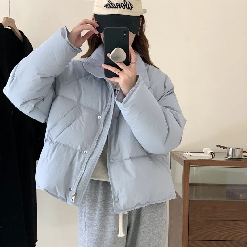 短款棉服女冬季2025年新款韩版简约百搭小个子加厚棉袄外套潮