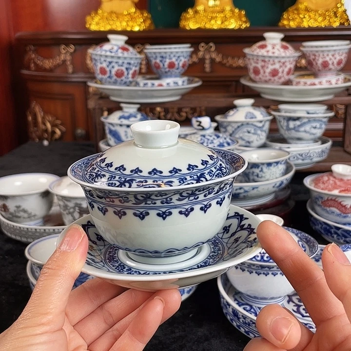 宝相花三才盖碗景德镇