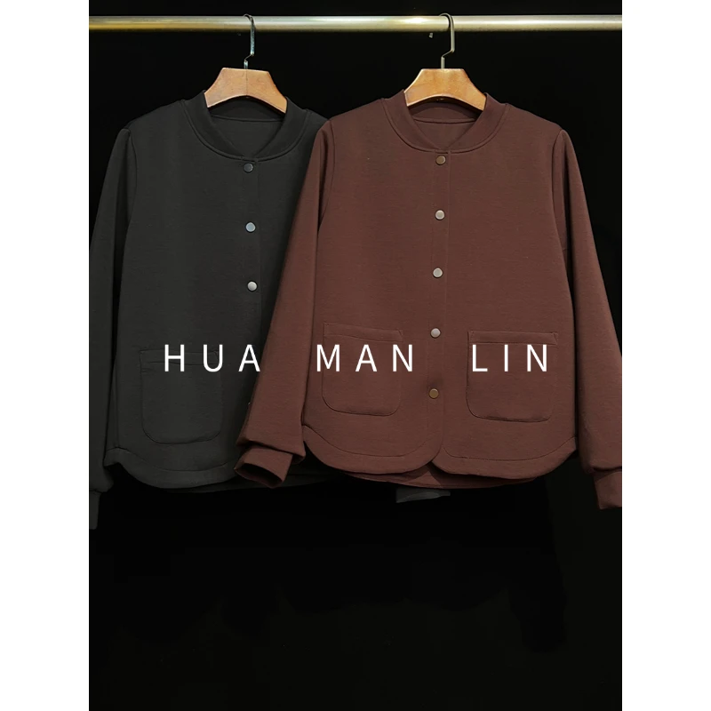 【花满林】两色小立领两侧口袋太空棉上衣79729