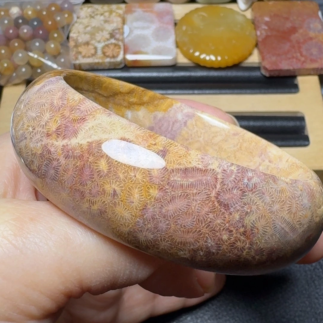 硅化玉57紫黄美虫纹未镶嵌