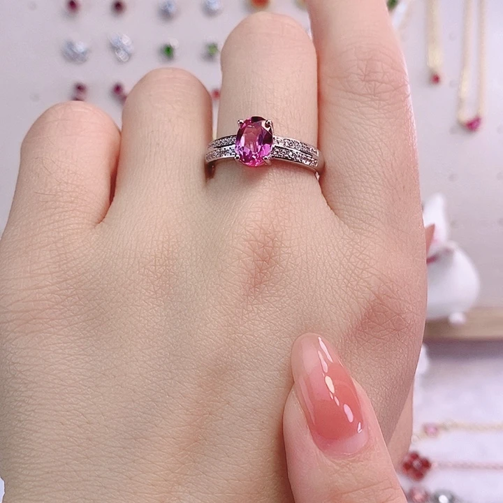 托帕石戒指银S925镶嵌