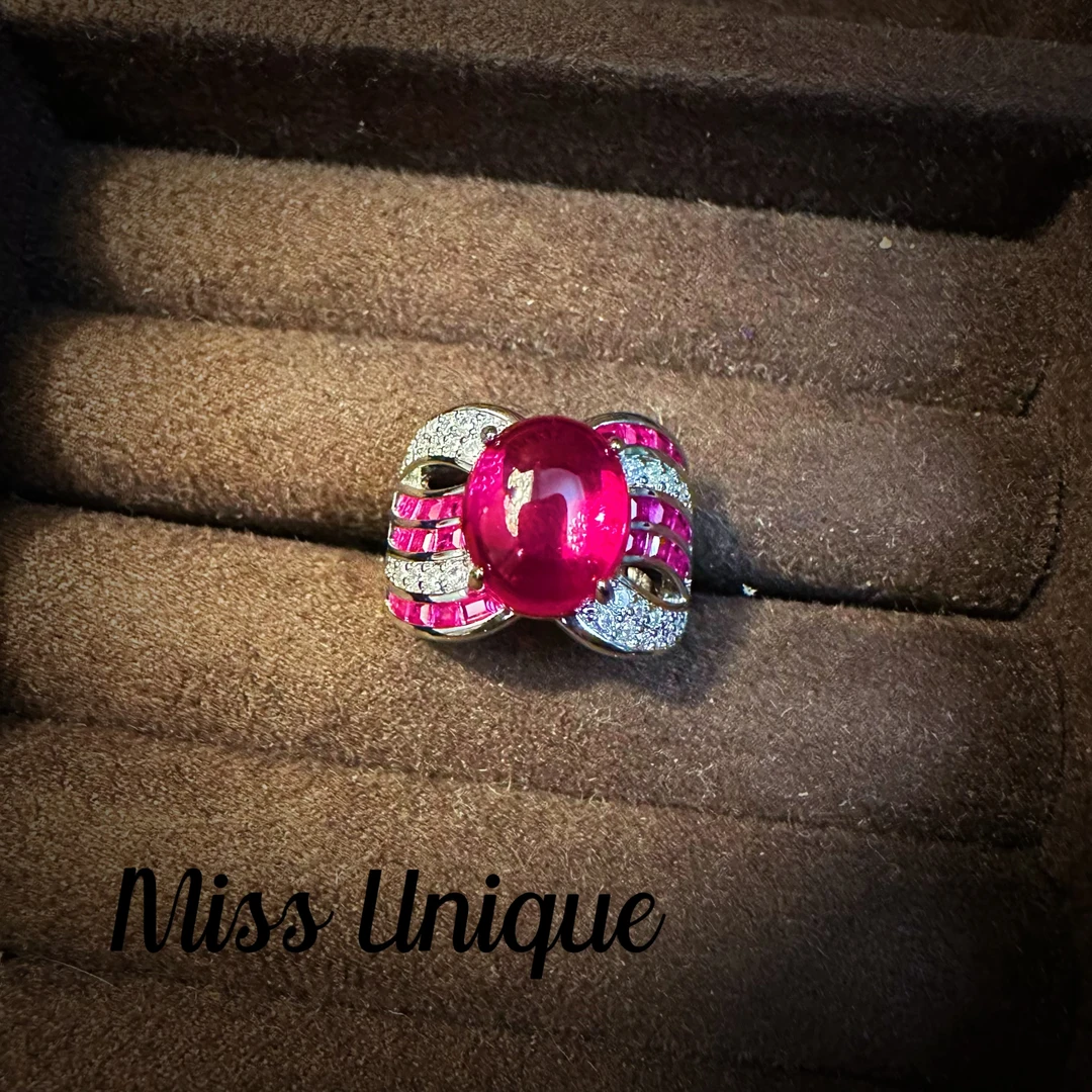 C6003红色红刚红石石宽版戒指（5-7码可带