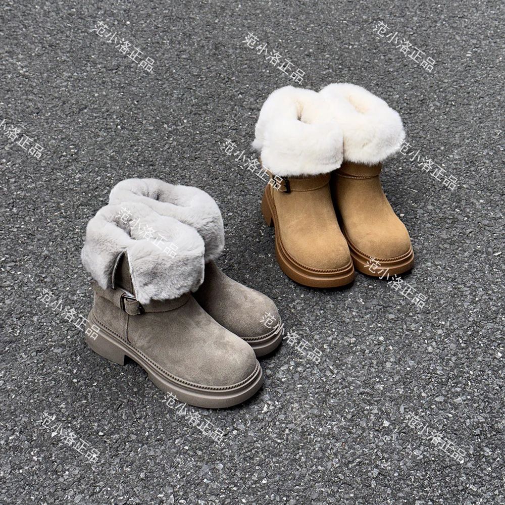 晶姐【冬上新】+8cm内增高雪地靴女新款冬季加绒毛毛靴保暖34441