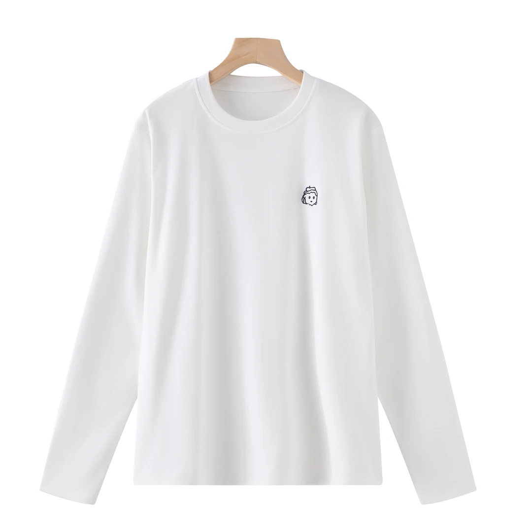 『小虎牙Studio』2025春季新款时尚百搭经典刺绣打底衫-J095