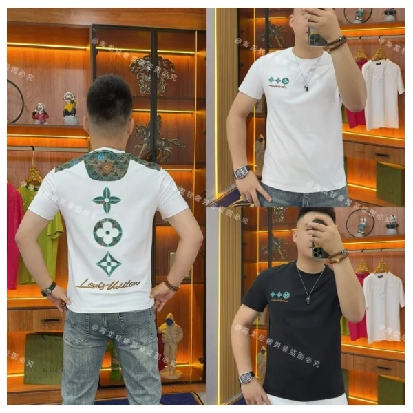 K609 绿色花半袖 T恤欧品潮品潮流品质潮款时尚男士T恤
