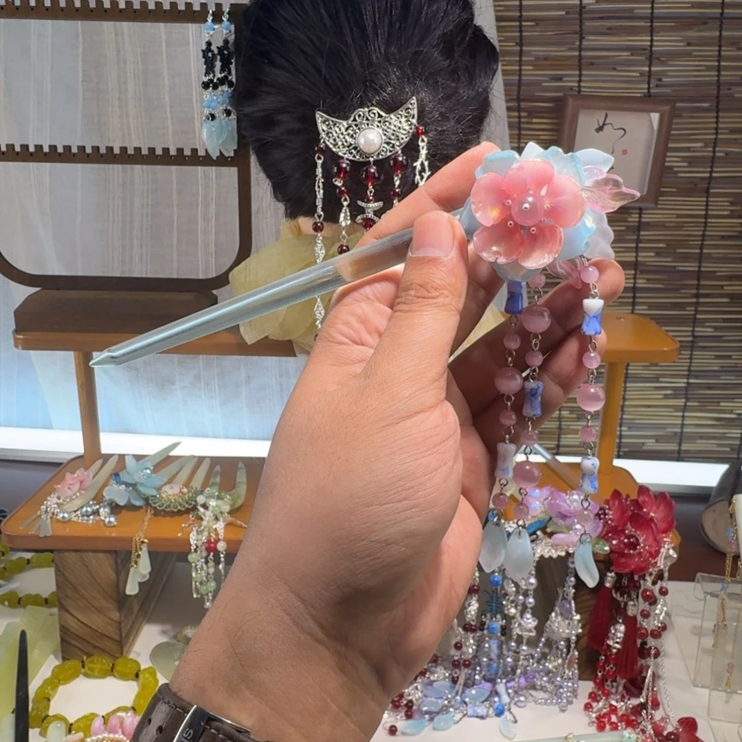 蛇纹石玉合金发饰