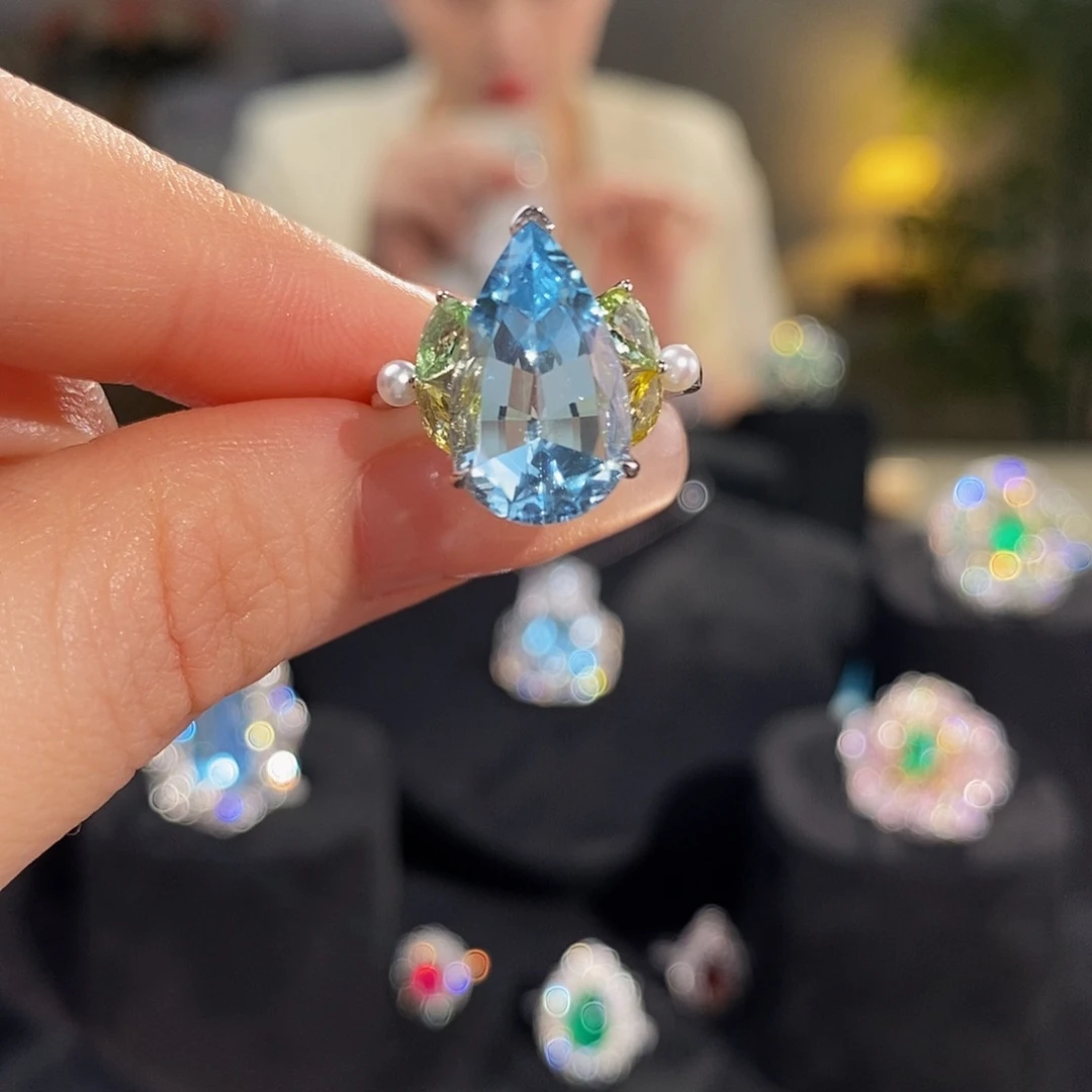 戒圈铂Pt950镶嵌海蓝宝石4.85ct吉尔徳