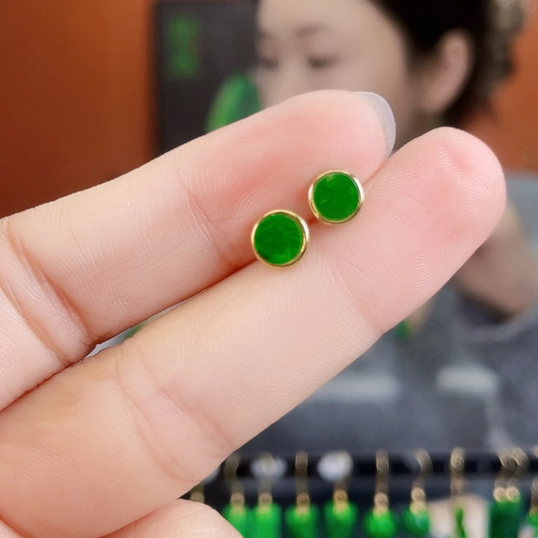 翡翠银S925镶嵌耳饰