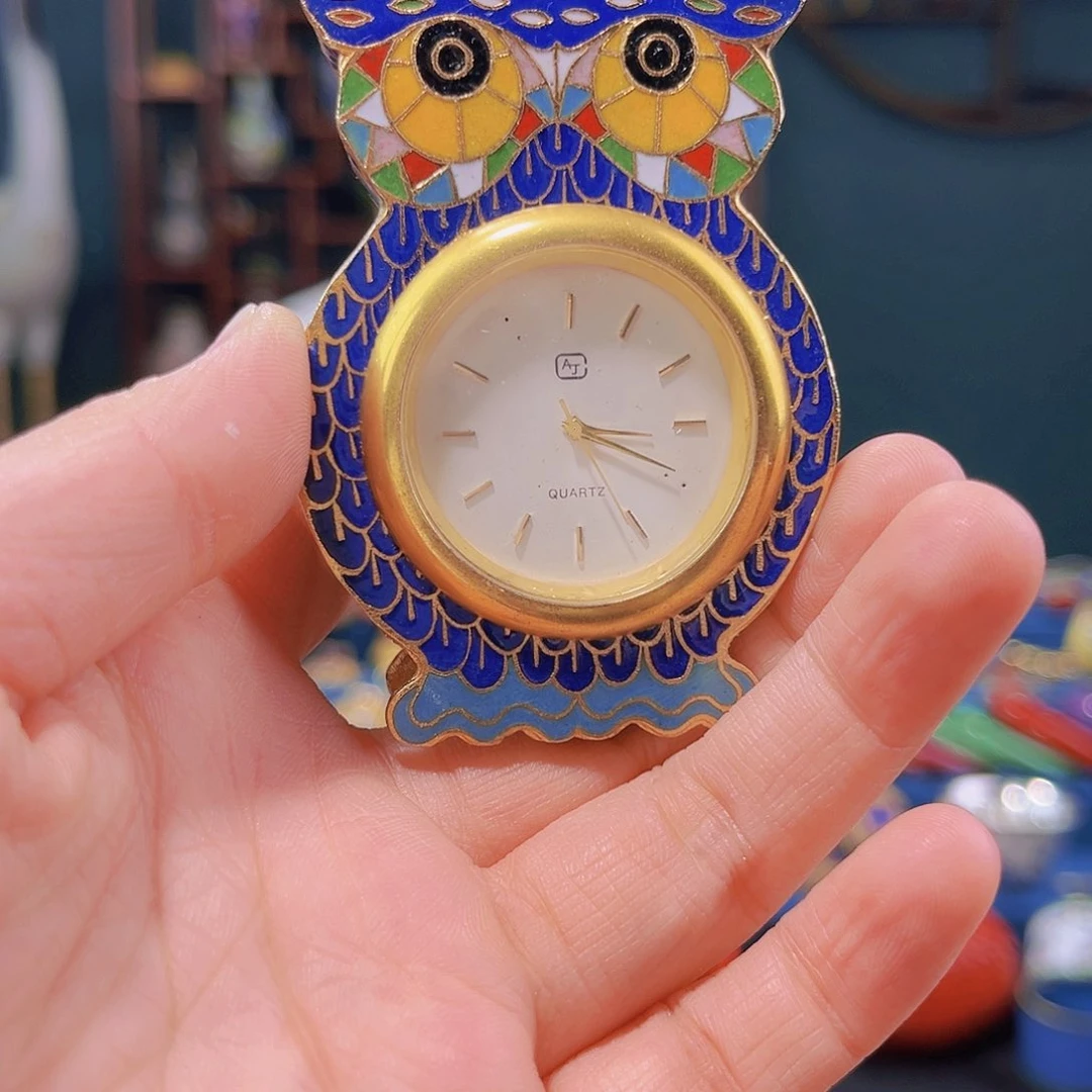 非遗景泰蓝 猫头鹰钟表