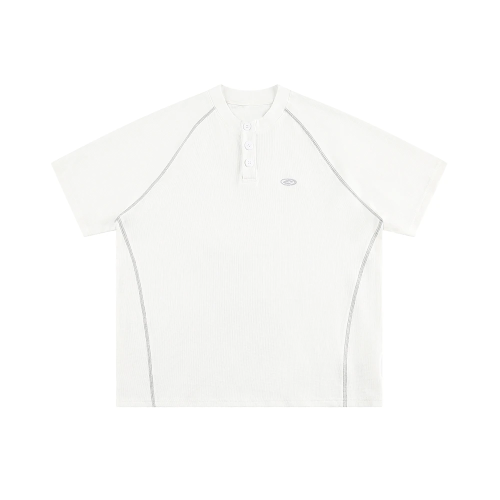 美式复古解构拼接短袖T恤男女百搭插肩袖宽松情侣半袖上衣-6226