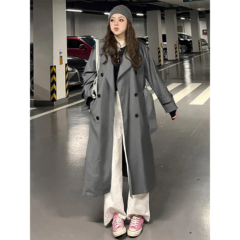 胖mm特大码女装英伦风百搭长款风衣外套女高级感宽松显瘦休闲大衣