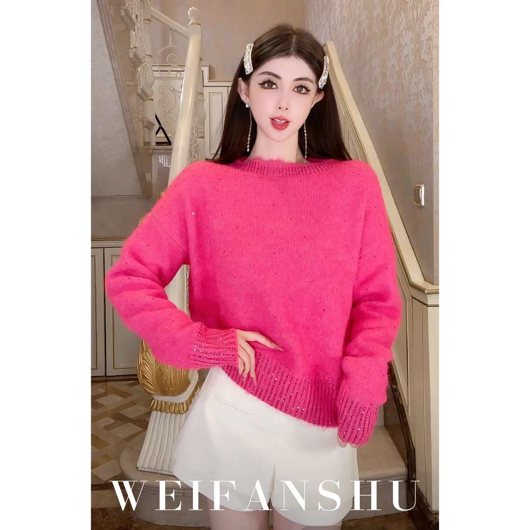 WEIFANSHU/魏凡舒【温柔早冬】秋冬新款纯色套头宽松毛衣红人上新