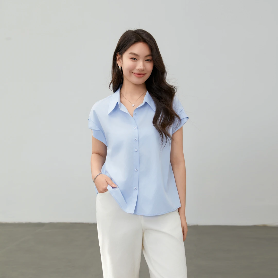 【知性气质衬衫】纤莉秀大码女装法式简约通勤时尚百搭衬衫QK1065