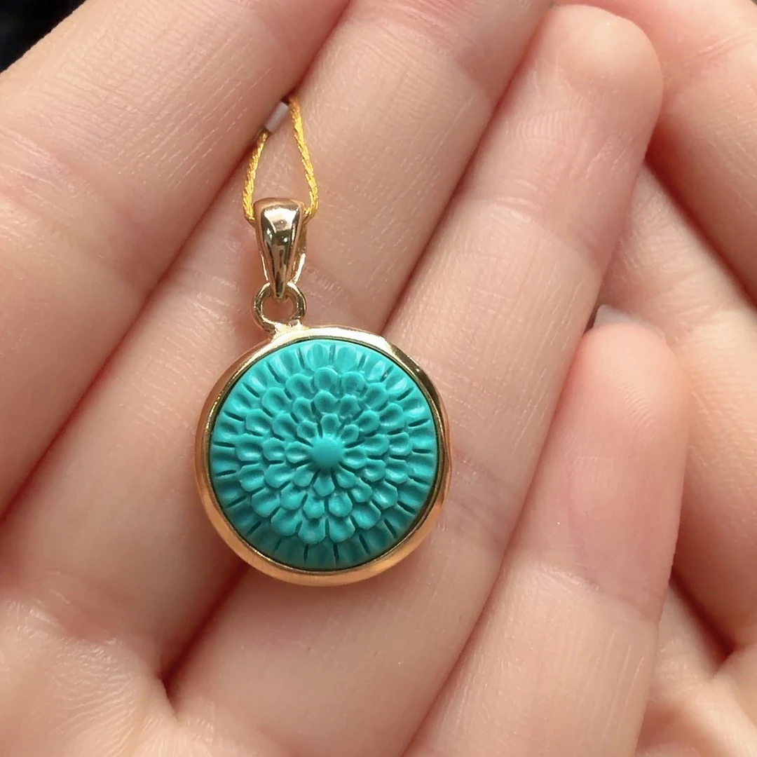 绿松石银S925镶嵌颈饰