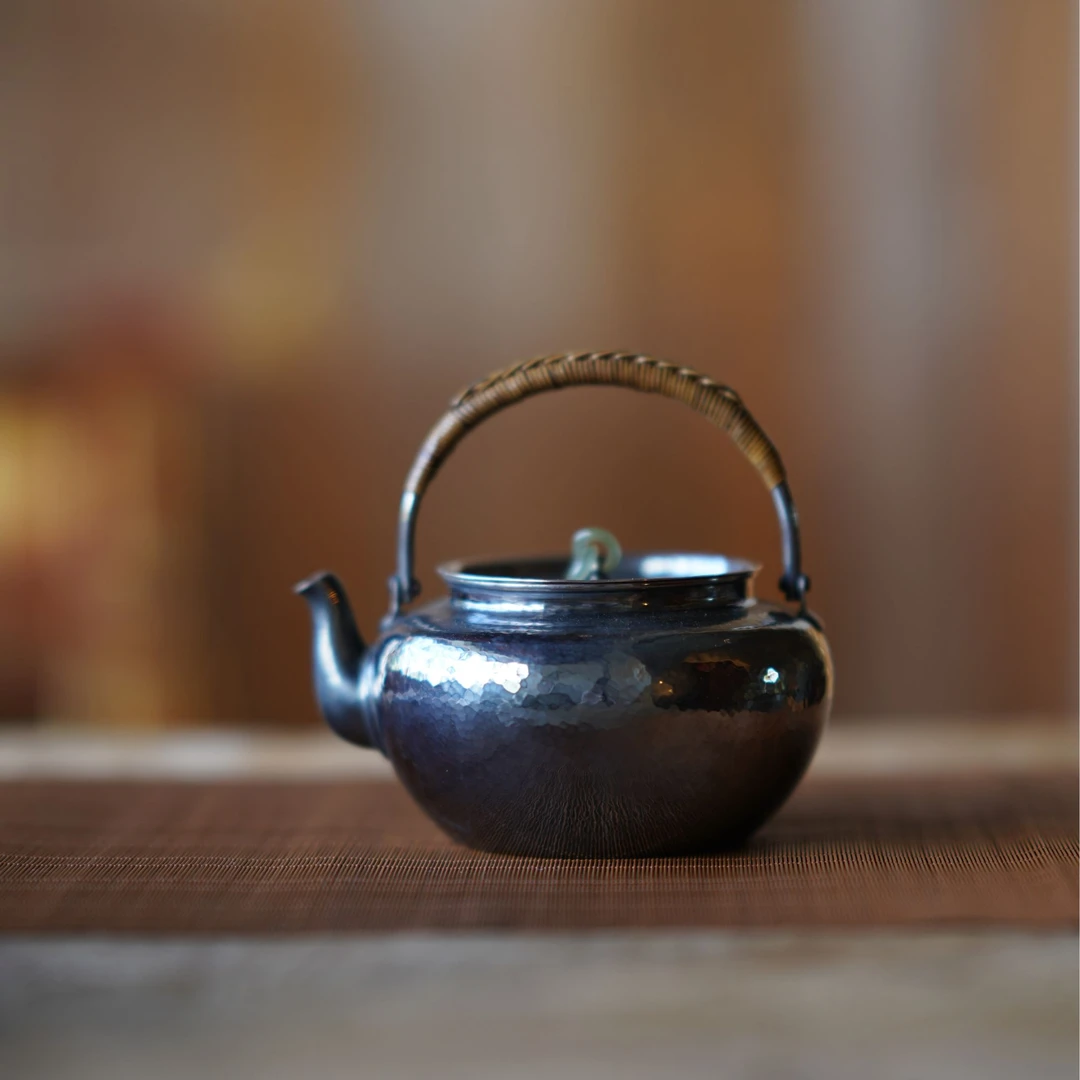 瓢亭茶器丨鹤嘴银壶 原创设计420cc烧水壶 全手工锻打