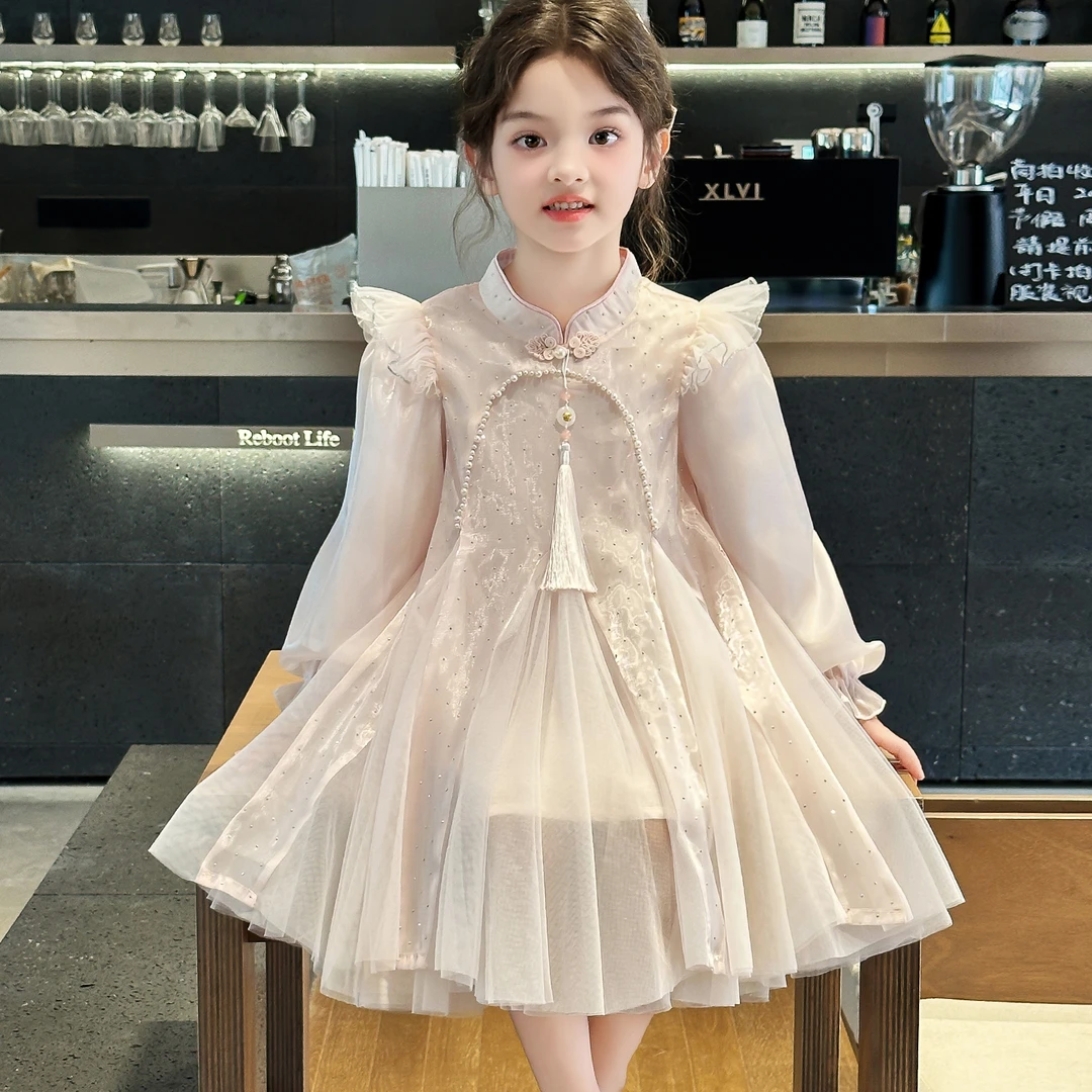 女童连衣裙春秋款2025新款儿童国风中秋汉服小女孩新中式公主裙子