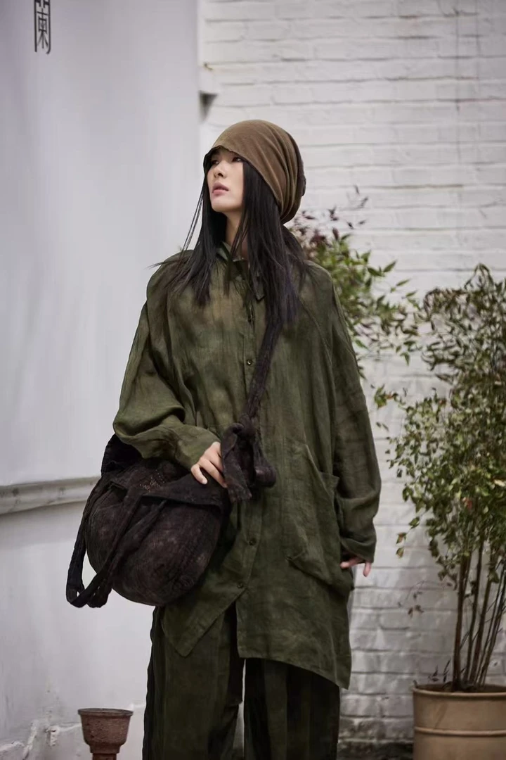 麻依者苎麻中长款衬衫M-114